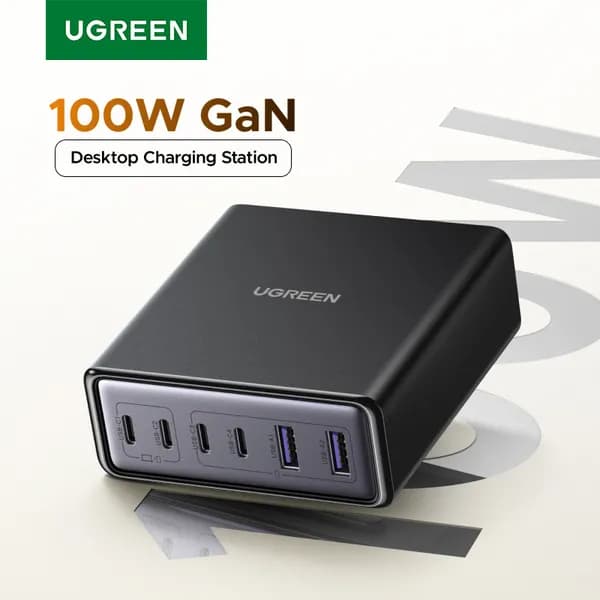 UGREEN 100W 65W GaN 충전기 6 in 1 데스크탑 노트북 고속 충전기