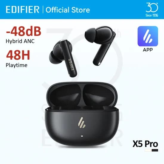 Edifier X5 Pro 액티브 노이즈 캔슬링 TWS 블루투스 이어폰 무선 이어버드 IP55 방수 게이밍 모드 빠르한 충전