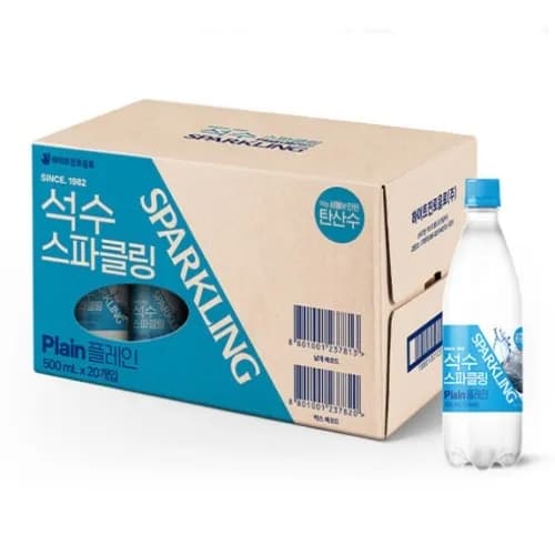 하이트진로 석수 스파클링 탄산수 플레인/레몬 500ml 20개입 1박스