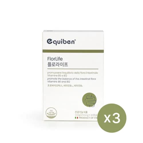 이큐벤 유산균 플로라이프 프로바이오틱스 비타민B 255mg*30캡슐 x 3박스 3개월분 3개