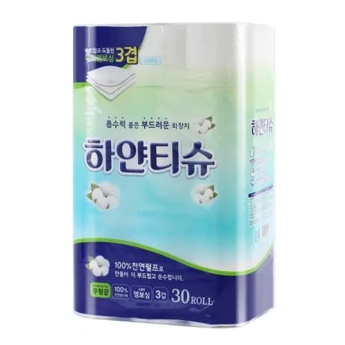 100% 천연펄프 3겹 롤화장지 18M 30롤 1팩