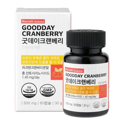 굿데이 크랜베리 요로 건강 여성 유산균 500mg 60캡슐 1박스