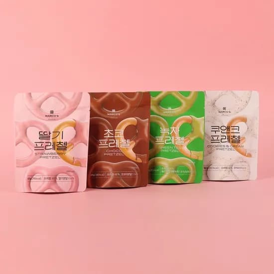 초코/쿠앤크/녹차/딸기 프레첼 60g(10개이상) (무료배송)