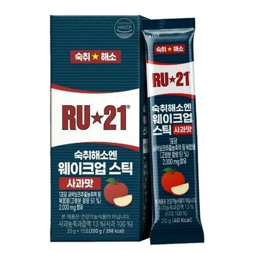 숙취해소엔 웨이크업 스틱 사과맛 20g x 10포 (5개이상 구매가능) (무료배송)
