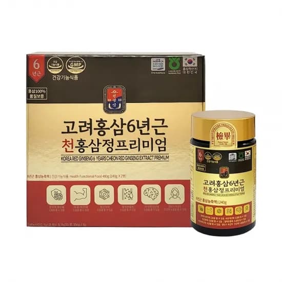 고려홍삼6년근 천홍삼정 프리미엄 240g*2병 (+쇼핑백) (무료배송)