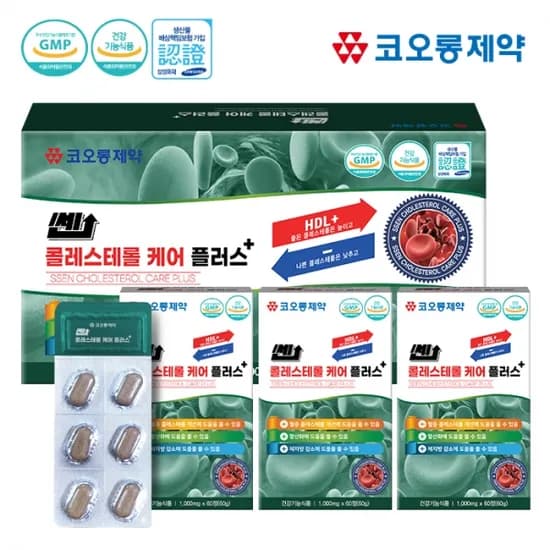 코오롱제약 쎈 콜레스테롤 케어 플러스 1000mg 60정 3박스