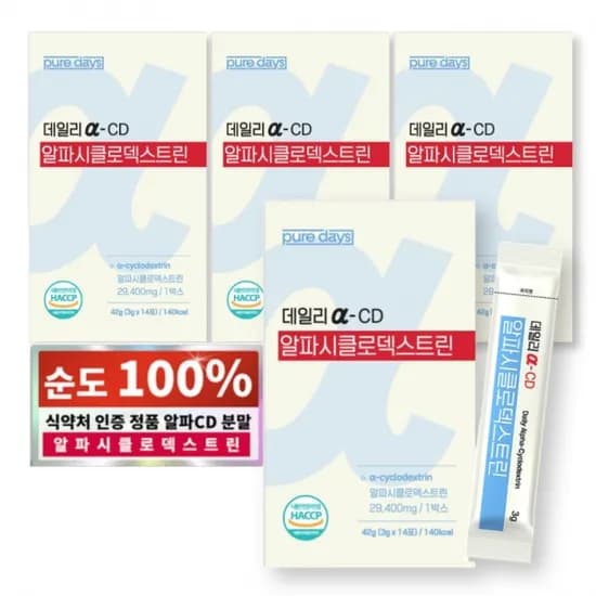 퓨어데이즈 데일리 알파시클로덱스트린 알파씨디 3g 14포 1케이스