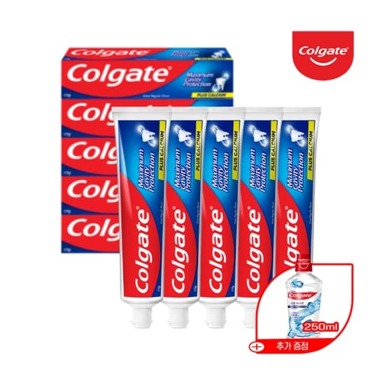 세계1위 콜게이트 불소치약 레귤러 175g x 5개 + 마우스워시 250ml (17,900원/무료)