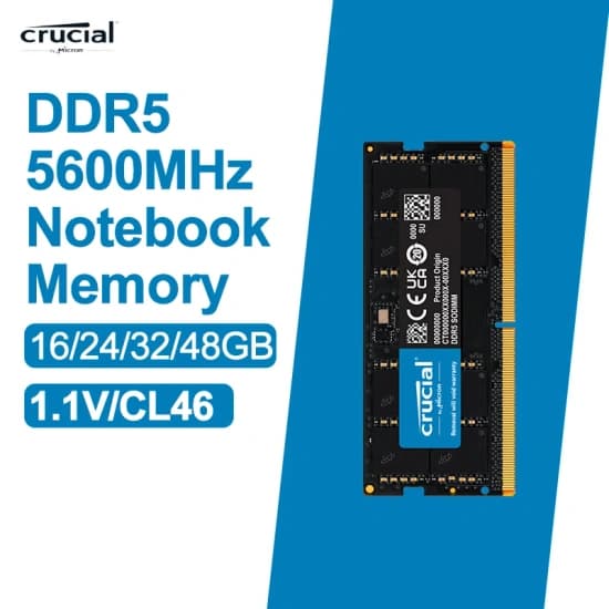 마이크론 Crucial 노트북 메모리 DDR5 5600MHz 32GB (16GBx2) ($61.54/무료)