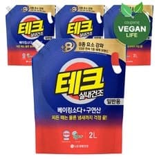 테크 베이킹소다 플러스 구연산 실내건조 액체세제 일반 리필 2L x 4개 (15,800원/무료)