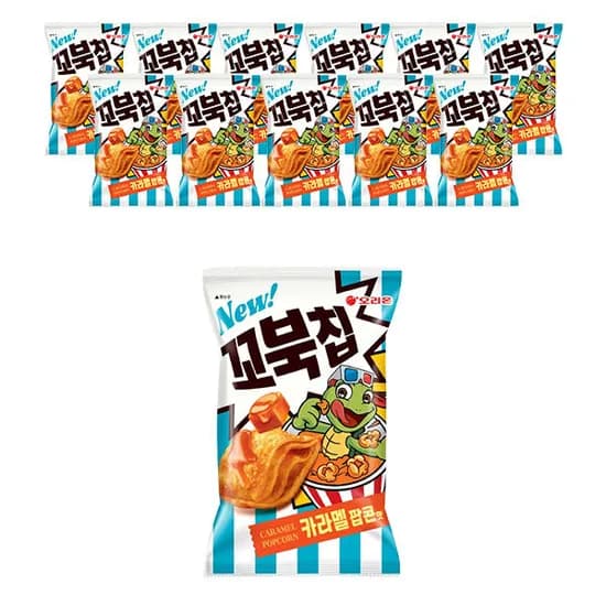오리온 꼬북칩 카라멜팝콘맛, 72g, 12개 (14,000원/무료)