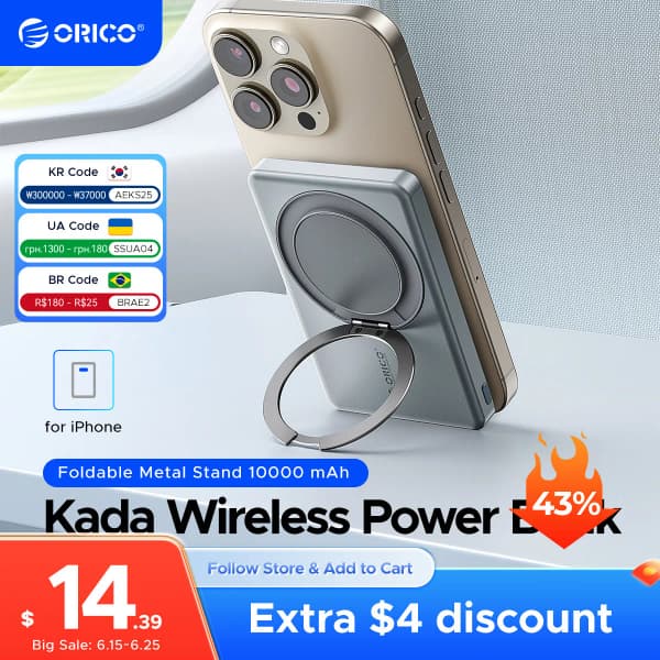 ORICO Kada 10000mah 유무선 보조배터리 맥세이프 호환 ($17.09/무료)