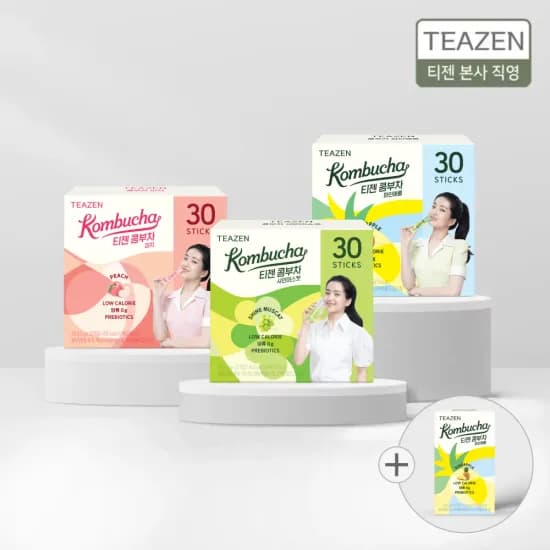 티젠 콤부차 피치 30스틱+파인애플 30스틱+샤인머스캣 30스틱 (+10스틱 증정) (18,673원/무료)