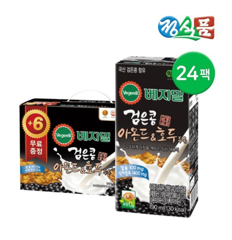 베지밀 검은콩 아몬드호두 두유 190ml 24팩