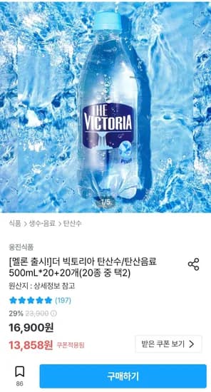 더 빅토리아 탄산수 500mL 40개 (20종 중 택2)