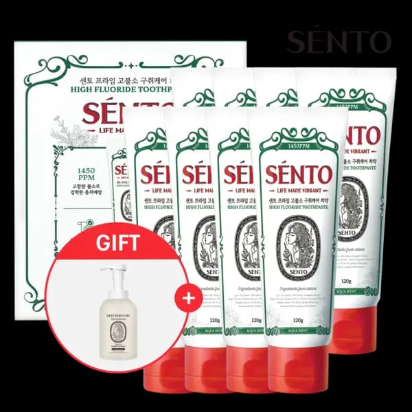 센.토 프라임 고불소 구취케어 치약 아쿠아민트향 120g 8개 핸드워시 510ml 1개