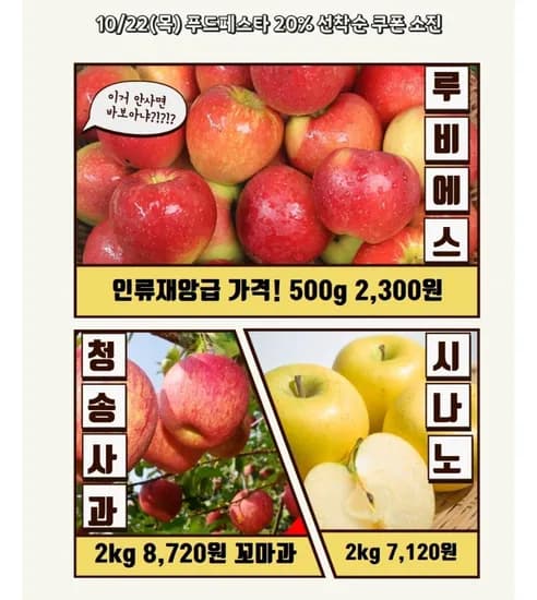 루비에스 사과 500g 1팩 혼합