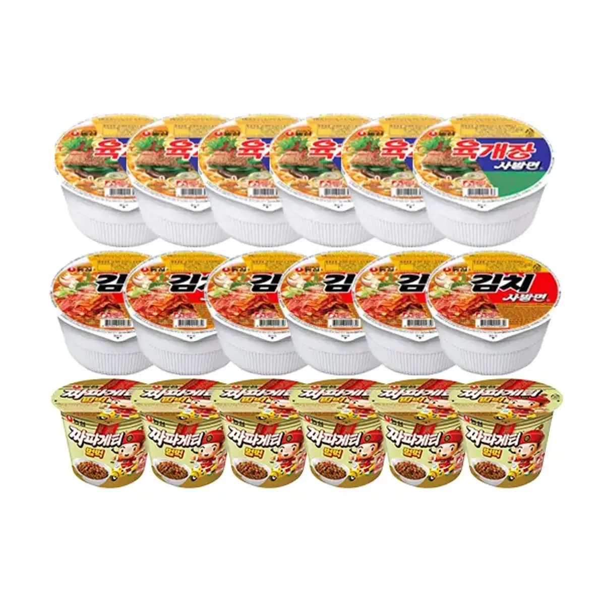 농심 육개장사발면 86g 6개 김치사발면 86g 6개 짜파게티범벅 70g 6개