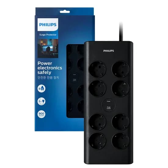 필립스 멀티탭 블랙 8구 2M