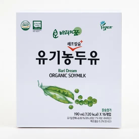 바리의꿈 해조칼슘 유기농두유 190ml x 16팩
