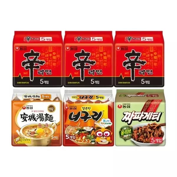 신라면 15 안성 5 너구리 5 짜파게티 5 티멤버십