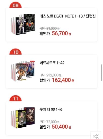 만화쇼 대원씨아이 귀멸의칼날 캐시비증정 만화책 모음