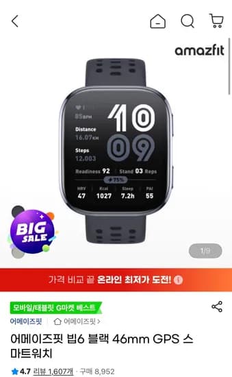 어메이즈핏 빕6 46mm GPS 스마트워치
