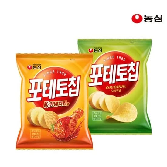 농심 포테토칩 60g 10개 + 양념치킨맛 50g 8개