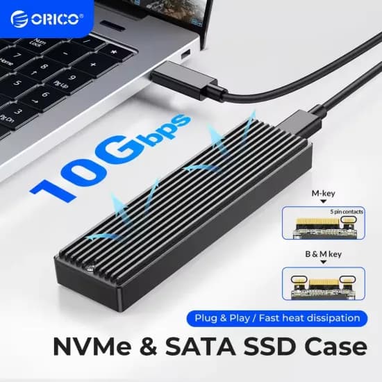 ORICO SSD 케이스 NVMe USB C타입 2세대 10Gbps ($7.07/무료)