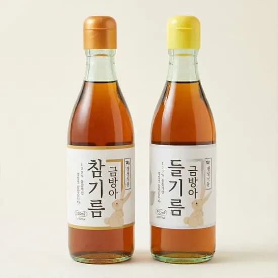 금방아 참기름 350ml + 들기름 350ml 2병 골라담기 (11,421원/무료)