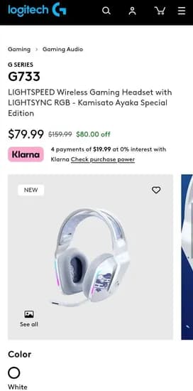 Logitech G733 Kamisato Ayaka special Edition 50% 할인 ($79.99/무료)
