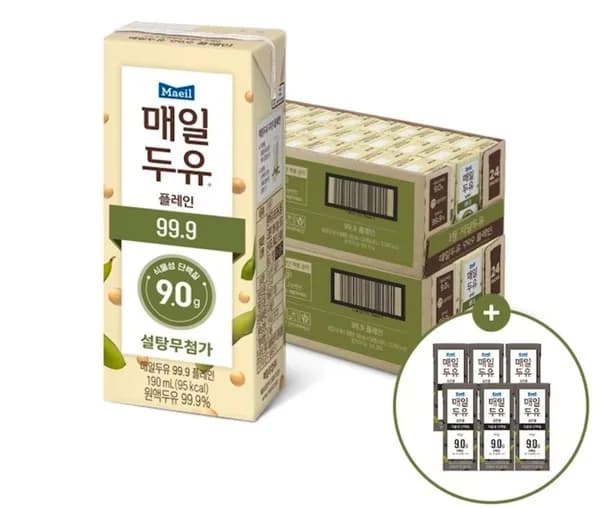 매일두유 99.9 190ml 48팩+검은콩 6팩 증정 (25,758원/무료)