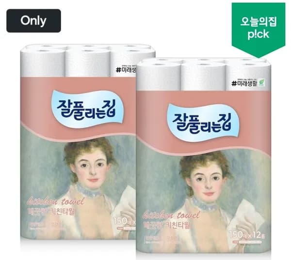 잘풀리는집 키친타월 150매 12롤 2팩 (11,970원/무료)