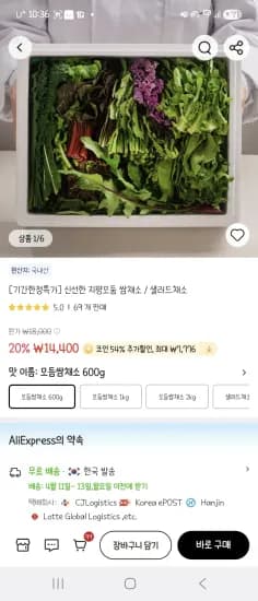 신선한 지평모둠 쌈채소 / 샐러드채소 (코인딜 54%) (6,624원/무료)