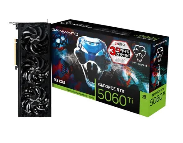 GAINWARD 지포스 RTX 5060 Ti 파이썬 III D7 16GB (802,560원/무료)
