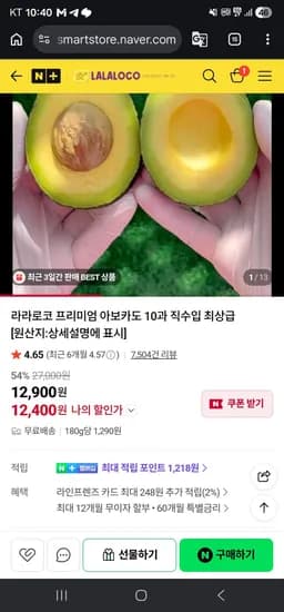 라라로코 프리미엄 아보카도 10과 직수입 최상급 (12,400원/무료)