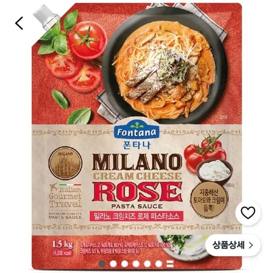 쿠팡 폰타나 밀라노 크림치즈 로제 파스타소스, 1.5kg 1개 (9,260원/무료)