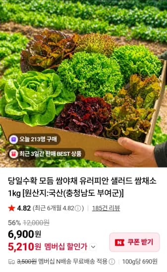 유러피안 샐러드 쌈채소 1kg
