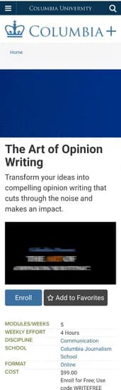 컬럼비아 대학교 글쓰기 기술 강좌 The Art of Opinion writing 무료