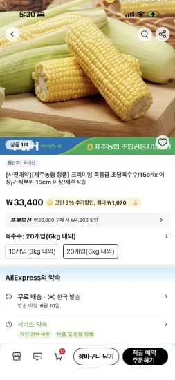 특등급 초당옥수수 외 다양 제주직송 총 2개