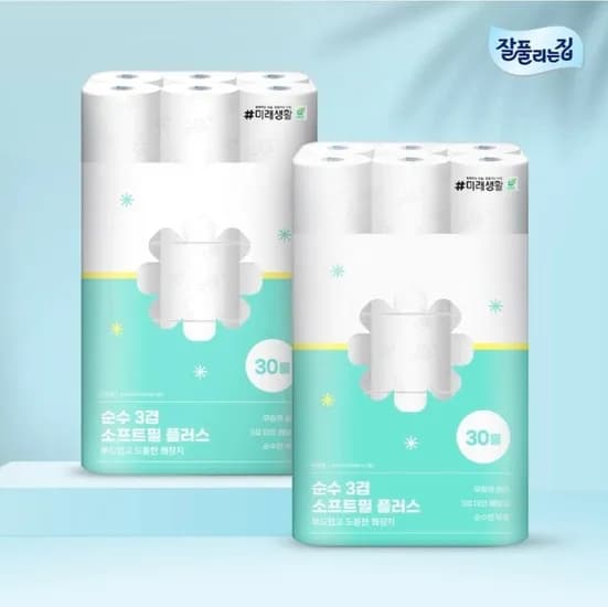 잘풀리는집 순수3겹 소프트필플러스 화장지 25m 30롤 외 다양 2팩