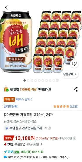 갈아만든배 저칼로리 340ml 외 다양 24개 24개