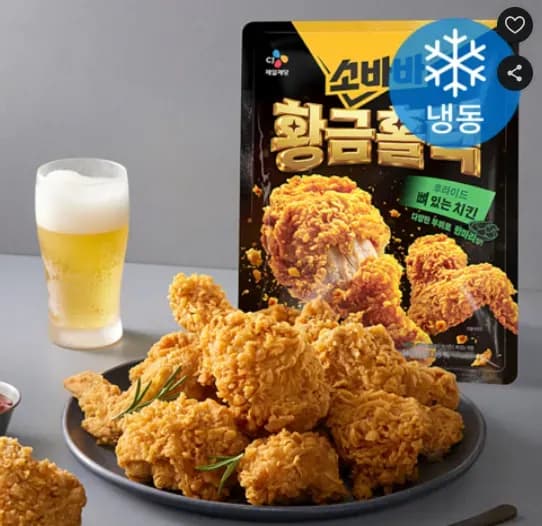 CJ제일제당 소바바 황금홀릭 후라이드 뼈있는 치킨 한마리 (냉동) 외 다양, 총 1개