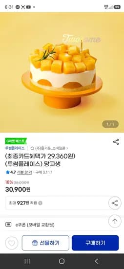 삼성카드 투썸 망고생