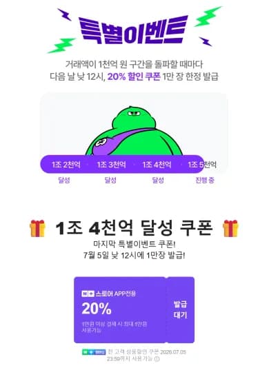 넾다세일 마지막날 1.4조 10000원/20% 쿠폰  (1장) (0원/무료)