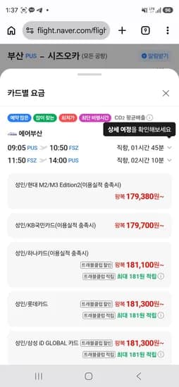 0902-0907 부산-시즈오카 수하물포함 (181,300원/무료)
