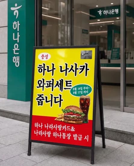 8.14 - 8.17) 하나 나라사랑카드 발급시 와퍼세트 (0원/무료)