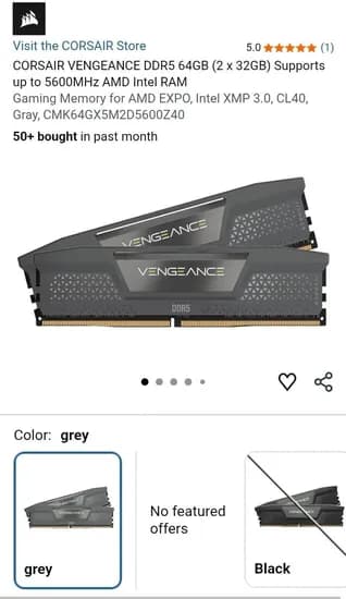 커세어 벤전스 DDR5 5600 64기가 32×2