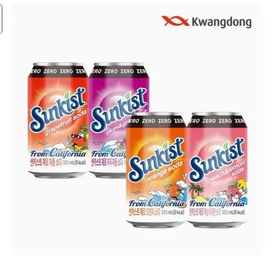 썬키스트 제로 소다 355ml 4종 24+24 골라담기 총 48입