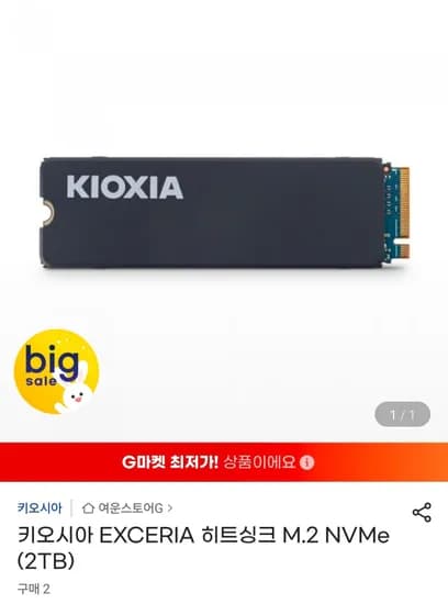 키오시아 EXCERIA 히트싱크 M.2 NVMe 2TB